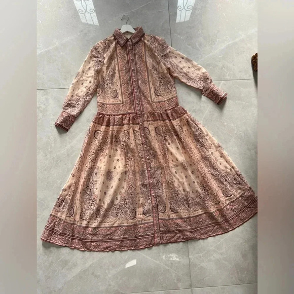 Maxi printed bohemian lightweight dress casual drop waist floral rope belt L - Picture 2 of 16